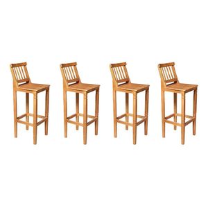 Kit 4 Banquetas Alta De Ripada Com Encosto Confort - Castanho - Marrom