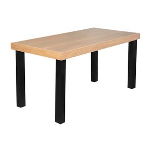 Mesa De Jantar Industrial Felícia Retangular 160X80Cm Base Alumínio - Natural - Bege