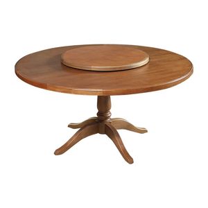 Mesa De Jantar Redonda 1,60M Com Prato Giratório Amélia - Castanho - Marrom