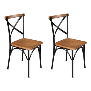 Kit 2 Cadeiras De Jantar Industrial Paris Base Alumínio - Castanho - Marrom