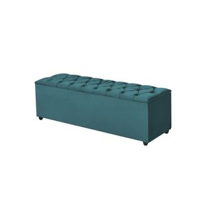 Recamier Baú Liverpool 135Cm Veludo Azul - Cor: Azul