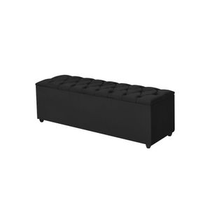 Recamier Baú Liverpool 135Cm Veludo Preto - Cor: Preto