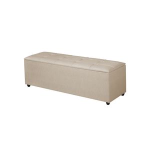 Recamier Baú Madrid 155Cm Linho Bege - Cor: Bege