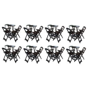 Kit 8 Jogos De Mesa Bistrô De Madeira Com 4 Cadeiras Dobravel Tabaco - Marrom