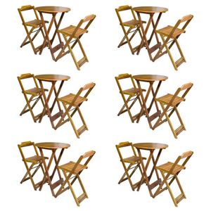 Kit 6 Jogos De Mesa Bistrô De Madeira Com 2 Cadeiras Dobravel Mel - Amarelo