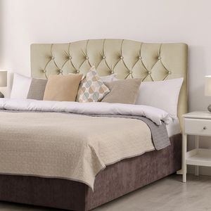 Cabeceira Lari 140cm Veludo Bege - Cor: Bege
