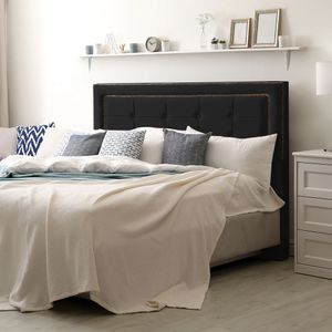 Cabeceira Estofada Grécia 140cm Veludo Preto - Cor: Preto