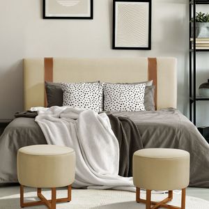 Cabeceira Zeus 160Cm Estofada Veludo Bege - Cor: Bege