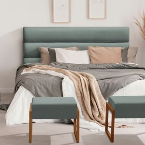 Cabeceira Estofada Sidney 160Cm Veludo Cinza - Cor: Cinza