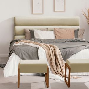 Cabeceira Estofada Sidney 160Cm Veludo Bege - Cor: Bege
