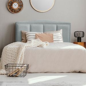 Cabeceira Estofada Paris 140Cm Linho Cinza - Cor: Cinza