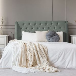 Cabeceira Estofada Londres 195Cm Veludo Cinza - Cor: Cinza