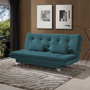 Sofá Cama Berlim 190Cm Veludo Azul - Cor: Azul