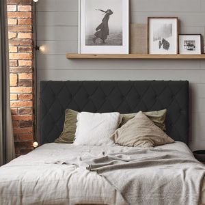 Cabeceira Estofada Capitonê Chicago 195Cm Veludo Preto - Cor: Preto