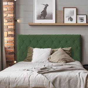 Cabeceira Estofada Capitonê Chicago 160Cm Veludo Verde - Cor: Verde