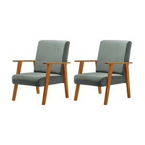 Kit 2 Poltronas Decorativas Para Sala Juliana Veludo Cinza Base Madeira Maciça - Cor: Cinza