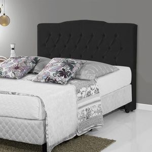 Cabeceira Estofada Camburiu 195Cm Veludo Preto - Cor: Preto