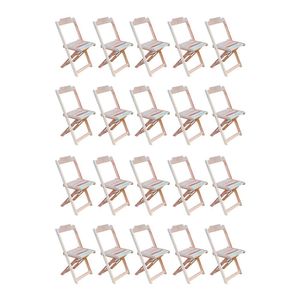 Kit 20 Cadeiras De Madeira Dobravel Sem Pintura/Crua - Marrom