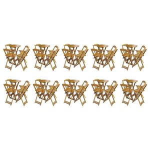 Kit 10 Jogos De Mesa Bistrô De Madeira Com 4 Cadeiras Dobravel Mel - Amarelo