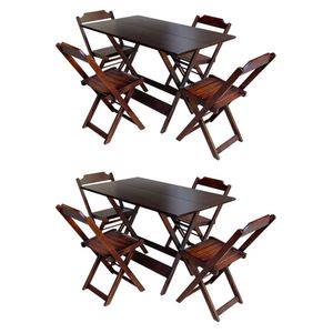 Kit 2 Jogos De Mesa Com 4 Cadeiras De Madeira Dobravel 120X70 - Imbuia - Marrom