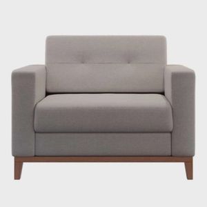 Poltrona Decorativa Estofada Living Em Tecido Linho Para Sala