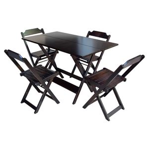 Jogo De Mesa De Madeira 1,20X70 C/ 04 Cadeiras Tabaco - Marrom