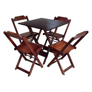 Jogo De Mesa Com 4 Cadeiras De Madeira Dobravel 60X60 - Imbuia - Marrom