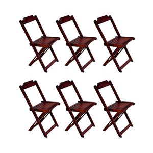 Kit 6 Cadeiras De Madeira Dobravel Imbuia - Marrom