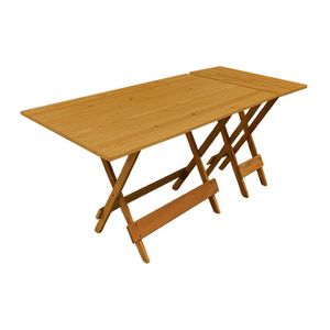 Conjunto De Mesa Dobrável 120X70 Em Madeira Maciça Com Mesa Aparador - Mel - Marrom