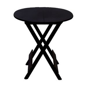Mesa Redonda Dobrável Em Madeira Maciça 70X70 Preto