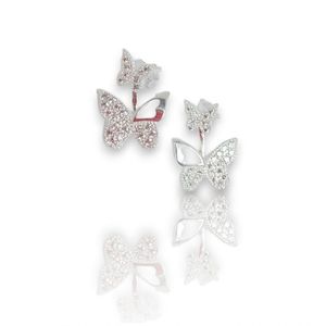 Brinco Borboleta Com Zircônia Cristal Prata