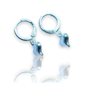 Brinco Argola Click Coração Duplo Pendurado Prata