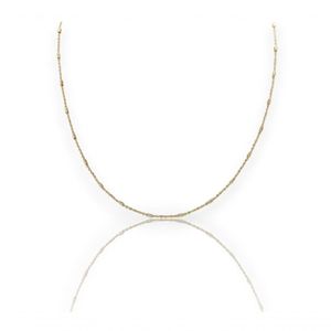 Corrente Elo Com Tubinho Diamantado 50cm Dourado