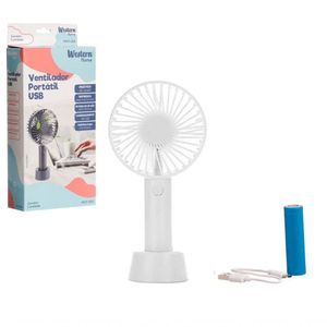 Mini Ventilador De Mão Portátil Usb Recarregável 3 Velocidades Branco