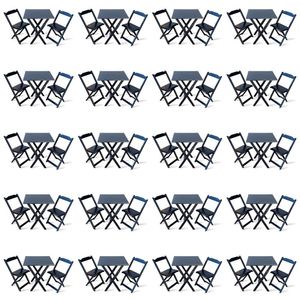 Kit De 20 Conjuntos De Mesa Dobrável 60x60 Com 2 Cadeiras Preto - Cor: Preto
