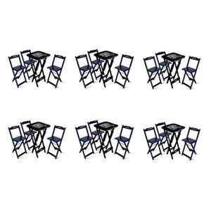 Kit 6 Conjuntos De Mesa Bistrô Dobrável Jack Daniel's Com 3 Banquetas De Madeira Preta - Cor: Preto