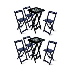 Kit 2 Conjuntos De Mesa Bistrô Dobrável Jack Com 3 Banquetas De Madeira Preta - Cor: Preto