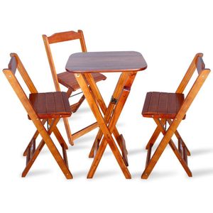 Jogo Dobravel Bistro Com 3 Cadeiras Para Area Gourmet - Imbuia - Cor: Marrom