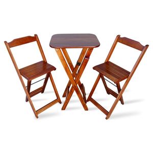 Jogo De Mesa E Cadeira Bistro Dobravel Para Bar E Restaurante - Imbuia - Cor: Marrom