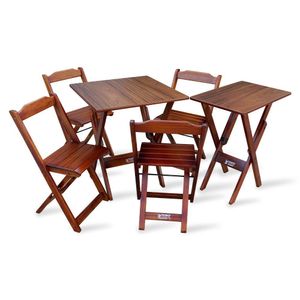 Conjunto De Mesa 60x60 E Mesa Aparador Dobrável Com 4 Cadeiras Bar Restaurante - Imbuia Marrom