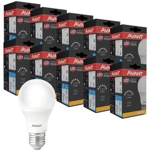 Kit 10 Lâmpadas Led Pêra 7W Bivolt Amarelo 3000K Amarelo 3000K