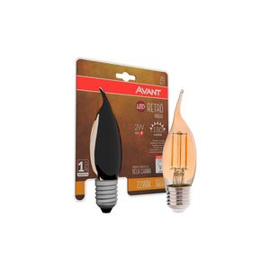 Lâmpada Led Filamento Retrô Vela Chama 2W - Amarelo 2200K E27