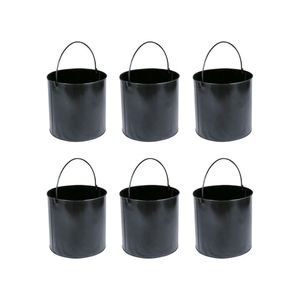 Kit Balde Metalico Com 6 Peças Multiuso Com Alça 12 Litros - Cor: Preto