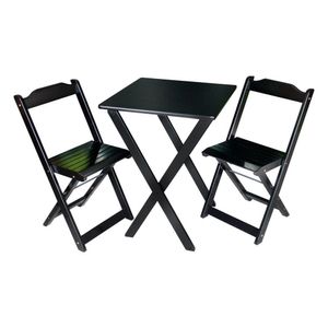 Jogo De Mesa 60x60 Com 2 Cadeiras Decor Tarimatã Para Area Gourmet - Preto - Cor: Preto