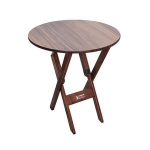 Mesa Dobrável De Madeira Redonda 70cm Imbuia - Cor: Marrom
