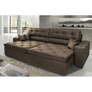 Sofá Austin Plus 302Cm Retrátil Com Molas Café - Ws