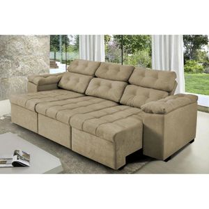 Sofá Itália 210cm Retrátil Reclinável Suede Castor - Ws