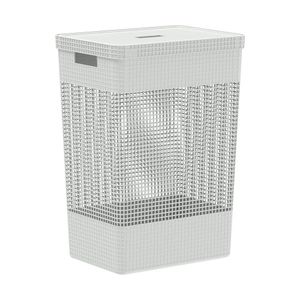 Cesto De Roupa Grid Branco Oceano 49 L Com Tampa 38 X 28 X 55,2 Cm