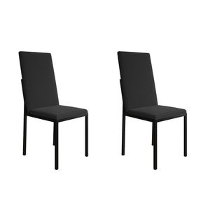 Kit 2 Cadeiras De Jantar Estofadas Mônaco Premium Preta - Cor: Preto