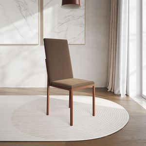 Cadeira De Jantar Estofada Mônaco Premium Cobre E Marrom - Cor: Preto